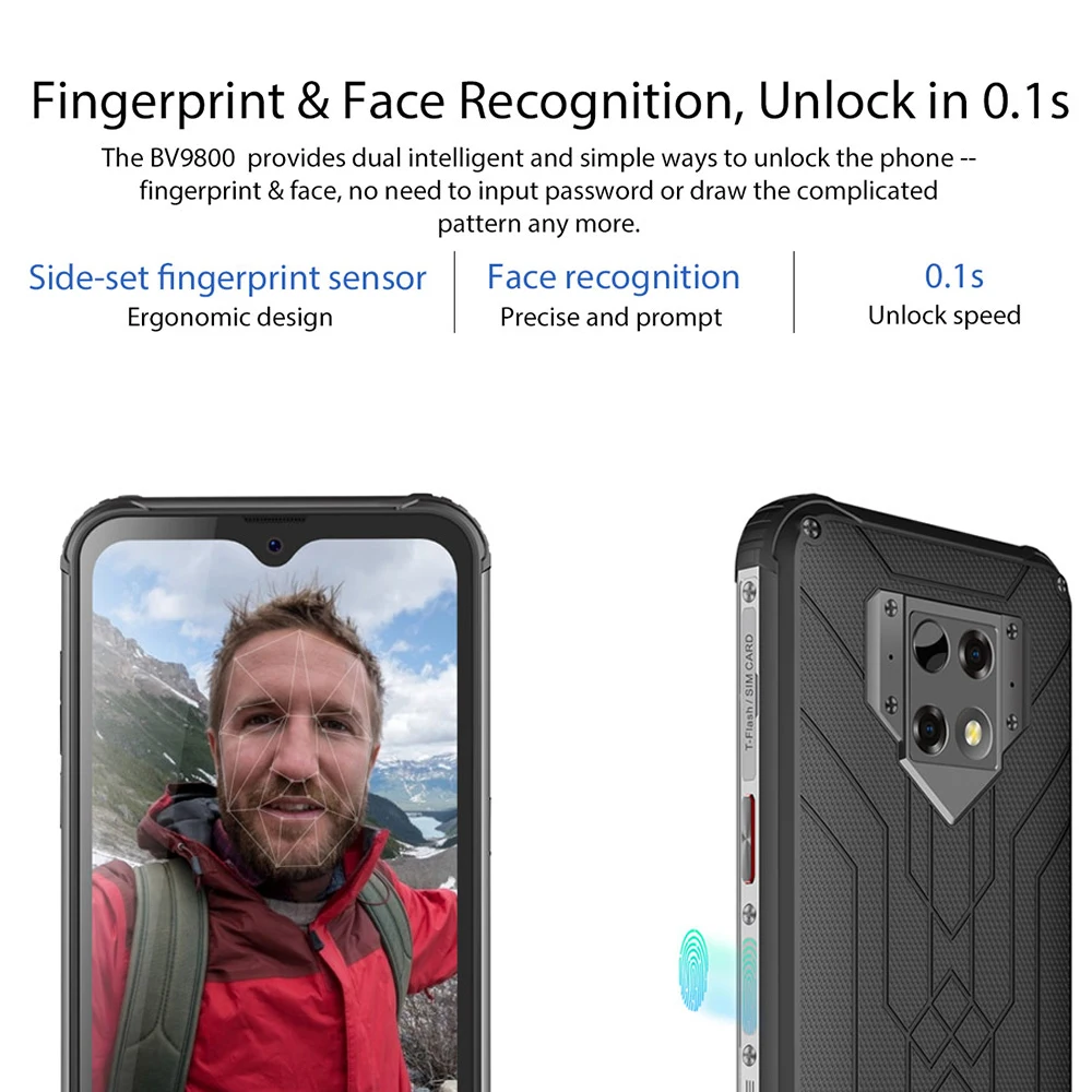 Blackview BV9800 Helio P70 Android 9.0 6GB+128GB Smartphone 48MP Rear Camera IP68 Waterproof 6580mAh 6.3&quot FHD Mobile Phone |