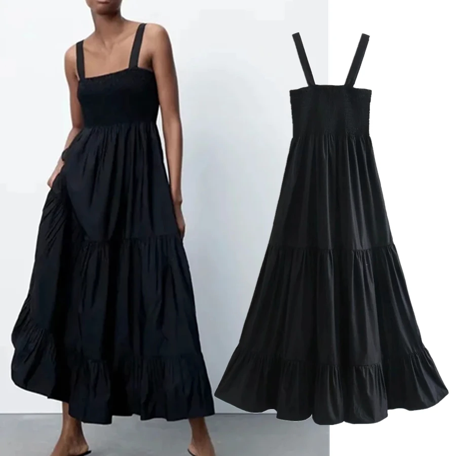 

Jenny&Dave Sexy Dress long Dress Summer Dress Women Vestidos England Solid Simple Fashion CascadingColorful Casual Beach