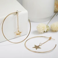zdmxjl womens earrings korean style big c shape star hoop earrings for women fashion summer accessories brinco party jewelry