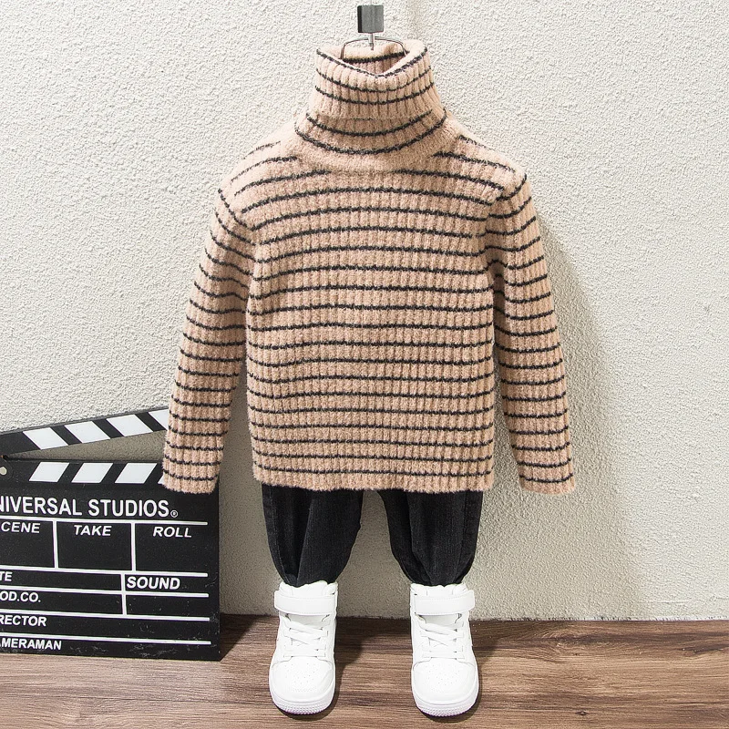 

Fall winter 2019 korea style latest boy kids striped knit tops children sweater