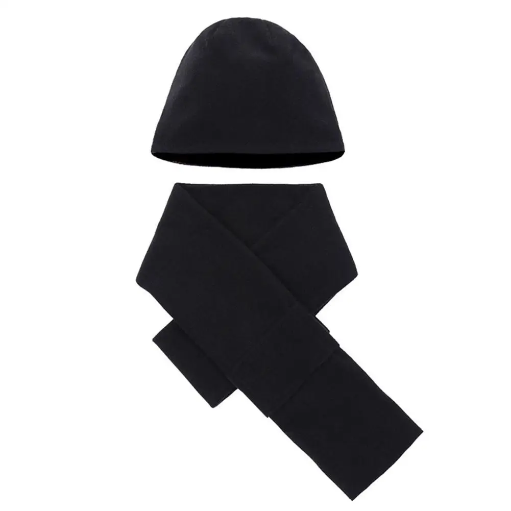 Black 2 шт./компл. осень-зима флисовая шапка шарф комплект теплые толстые шапки и шарфа для спорта на открытом воздухе для верховой езды Пеший Туризм Бег кататься на коньках расходные материалы - Цвет: Black