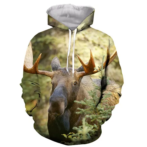 Забавные Животные MOOSE 3D печатных мужчин женщин с капюшоном толстовка модная графическая Толстовка Повседневная Уличная пуловер Толстовка - Цвет: 3