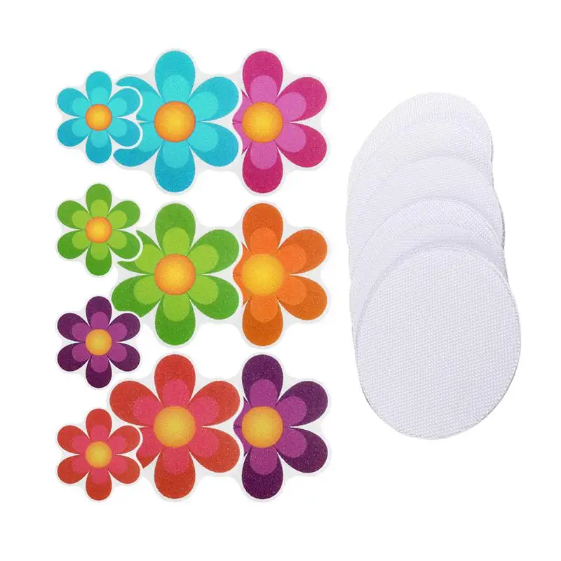 

20PCS Colorful Flower Rubber Shower Surfaces Stickers Round Adhesive Cartoon Anti-Slip PEVA Decals for Bath Tub Bathroom
