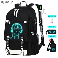 mjzkxqz backpack boys school backpack student luminous animation usb charge school bags teenager schoolbag bagpack rucksack