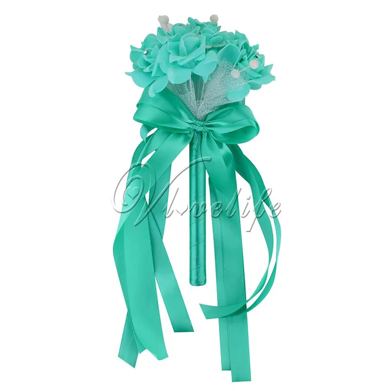 Элегантный свадебный букет искусственные цветы розы со стразами свадебные