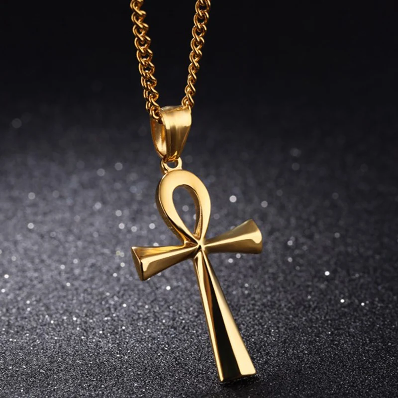Simple Classic Fashion Cross Egyptian Ankh Life Symbol Antique Silver Color Pendant Short Long Chain Necklaces Jewelry For Women | Украшения