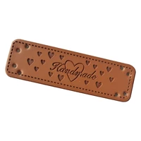 love heart logo hand made pu leather labels for gift bag hand made with heart leather sewing accessories for clothing