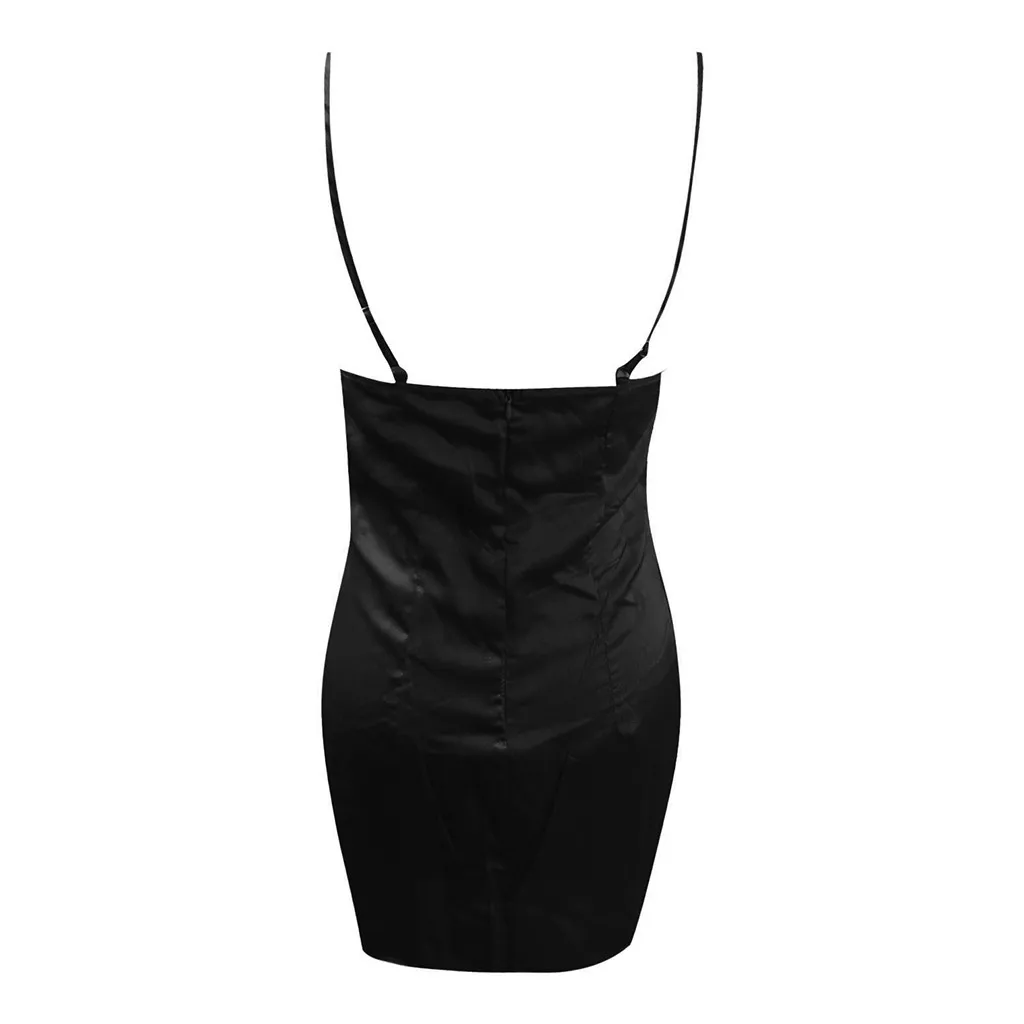 Boycon Sexy Dress Women Summer 2019 Casual Solid Satin Mini Sleeveless Dresses Club Party V Neck Streetwear New Vestidos| |