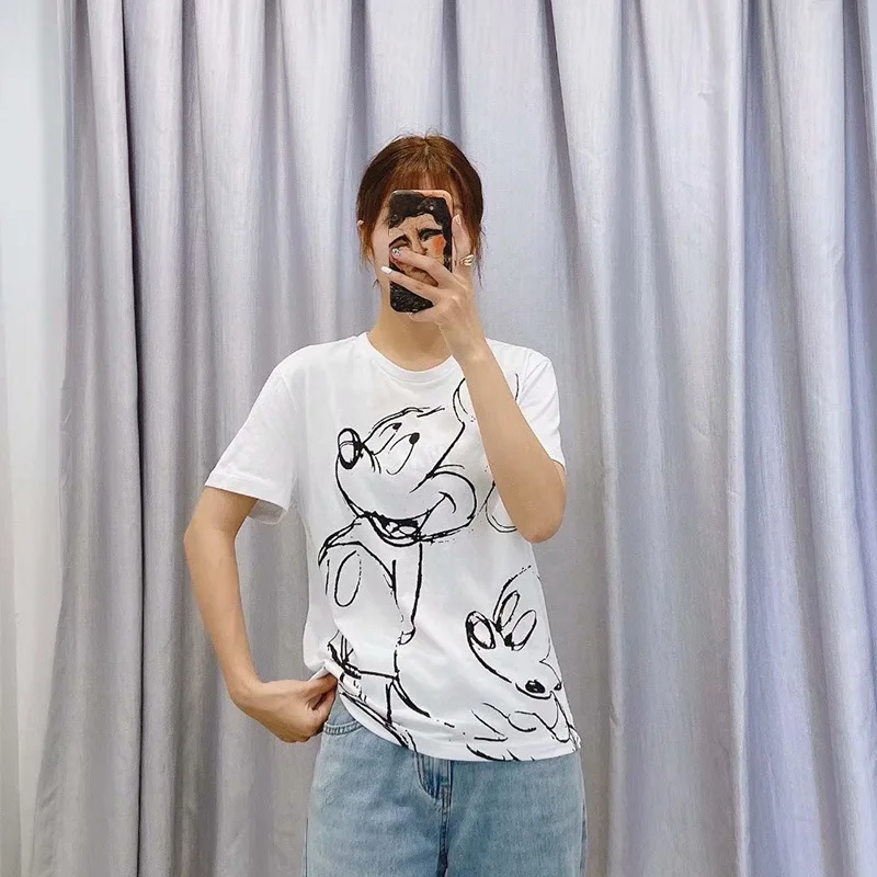 

Disney 2021 Mickey T-shirt short sleeve round neck leisure Harajuku loose wild white T-shirt miraculous ladybug