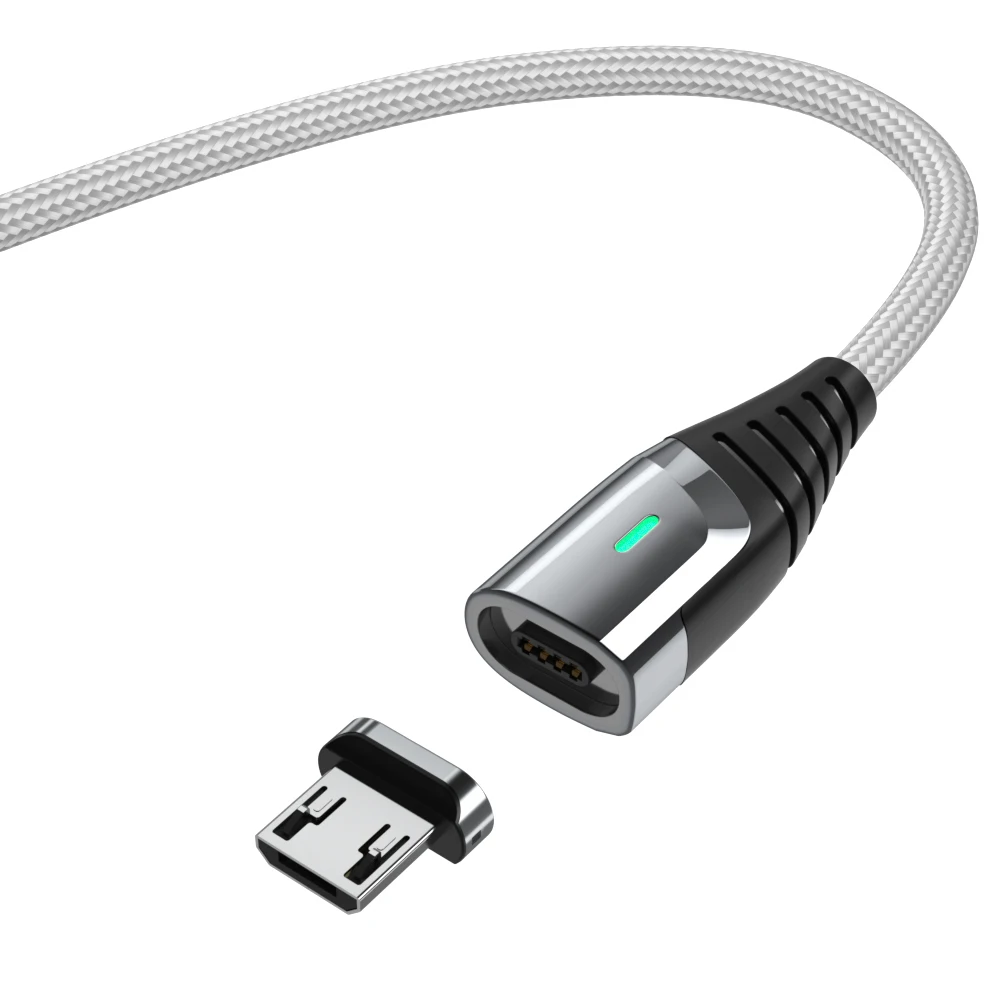 1m silver Essager Магнитный Зарядное устройство Micro USB кабель провод для быстрого заряда шнур USB микромагнит мобильного телефона Кабели для Iphone для samsung - Цвет: 1m silver