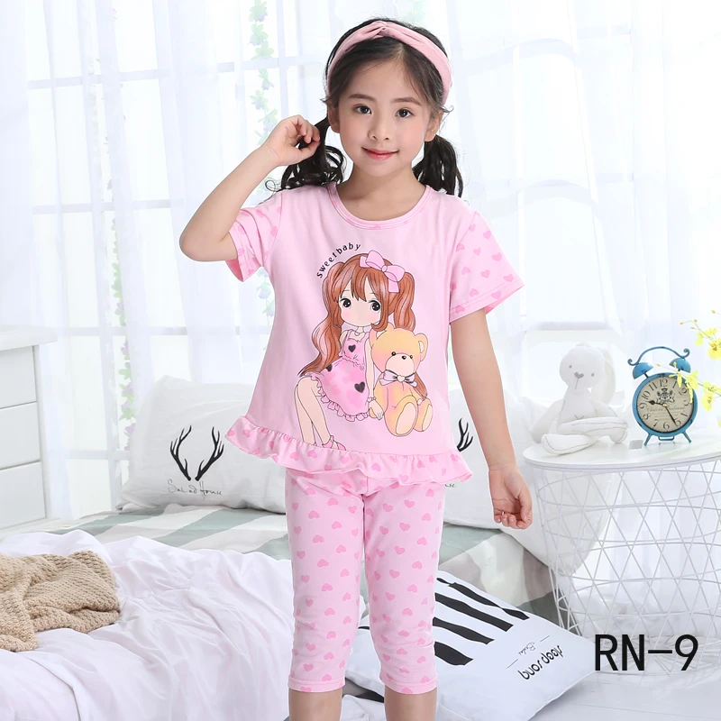 Летние детские пижамы 2020 хлопковая одежда для сна с короткими рукавами девочек