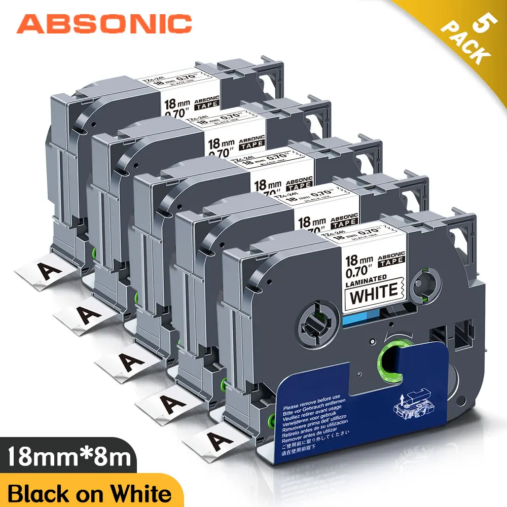 Лейбл ABS onic 18 мм 241 для Brother ламинированная лента совместима с принтером 5 шт. |