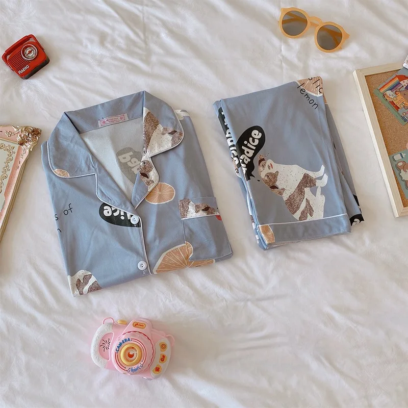 

Women Sleepwear Pajamas Sets Lovely Sweet Autumn Cute Cartoon Print Long Sleeve Pajama Set Female Long Pants Sleepwear .