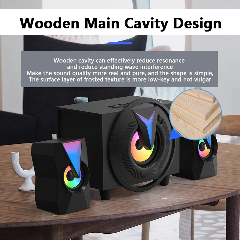 

RGB Light Power Bluetooth Speaker For PC Computer Speakers Multimedia Home Theate Subwoofer Music Center Support Desktop Laptop