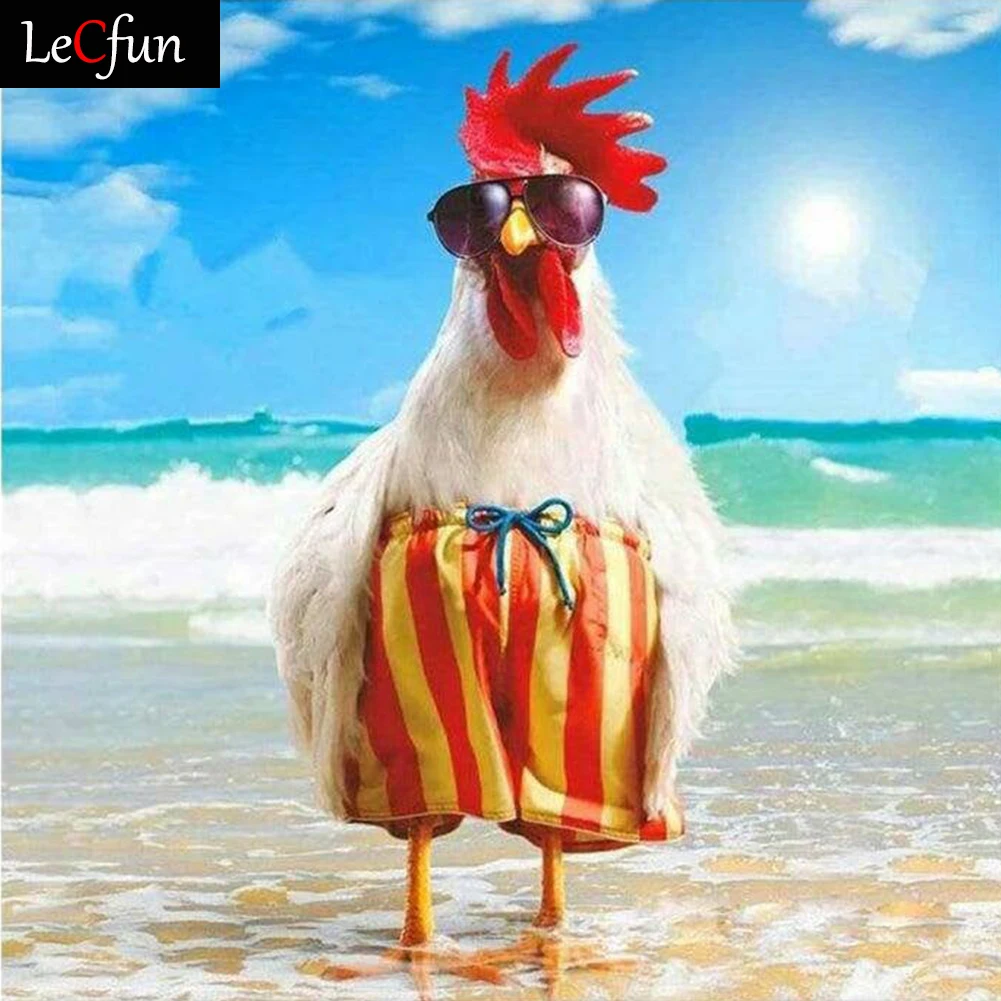 

LeCfun Rooster DIY Diamond Painting Kits Sea Full Round Squar Drill Cross Stitch Embroidery Crystal Mosaic Paint Art Home Decor