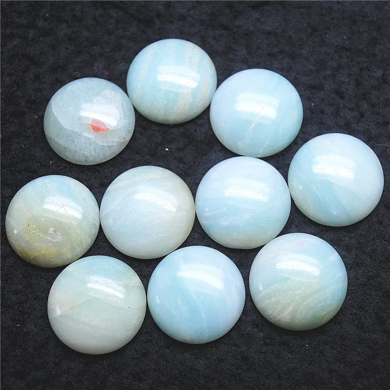 

7PCS Nature Amazonite Stone Cabochons Round Shape Size 25MM Loose DIY Beads Accessories Free Shipping For Women Pendnats Making