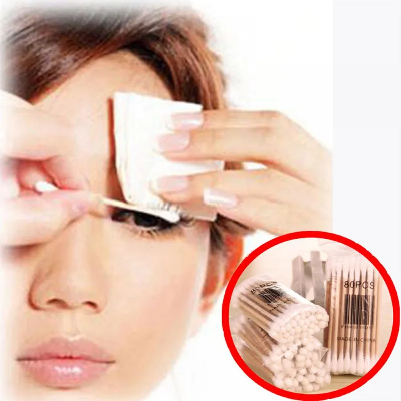 2 пакета (ов) двойной головкой ватный тампон Для женщин макияжа ватные палочки