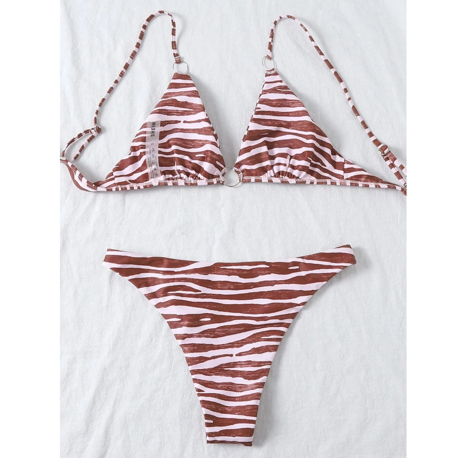 Летняя пляжная одежда Для женщин пикантные в полоску Зебра с рисунком бикини