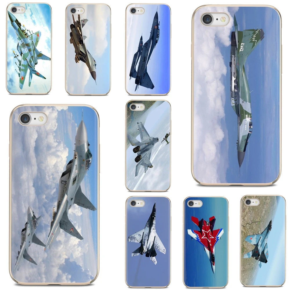 

Silicone Cover For iPhone 10 11 12 Pro Mini 4S 5S SE 5C 6 6S 7 8 X XR XS Plus Max 2020 Fighter-Aircraft-Wallpaper-Mig-29