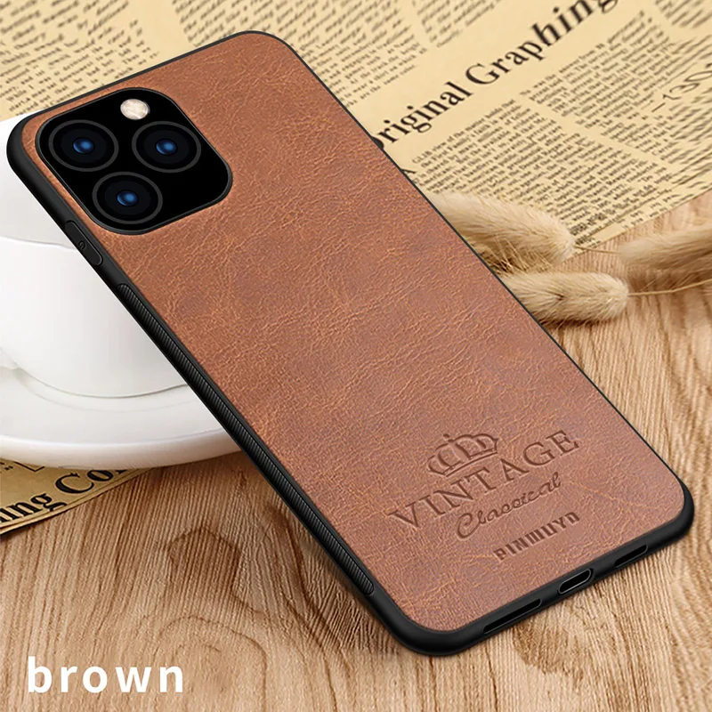 Коричневый Для iPhone 11 Pro Max 6,5 ''PINWUYO чехол для iPhone 11 6,1'' ретро кожаный мягкий край Жесткий Чехол для iPhone 11 Pro 5,8'' - Цвет: Коричневый
