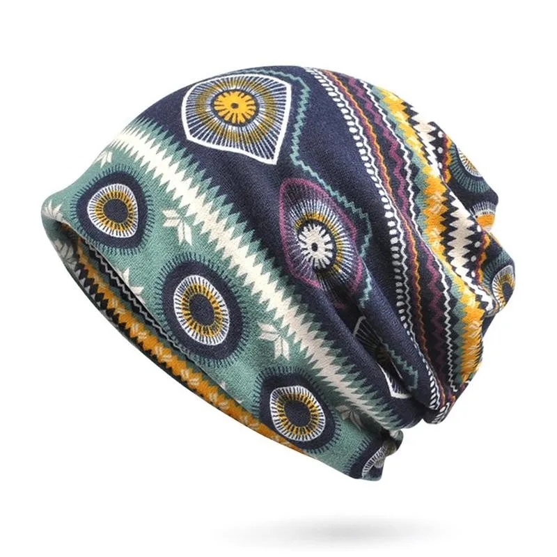 

New Women Baotou Hat And Scarf Baotou Cap Cotton Printed Headscarf Scarves Head N7S6