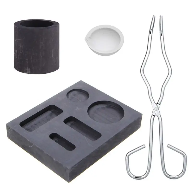 4pcs Graphite Crucible Set, Ingot Mold Set High Purity Graphite Torch Melting Ca