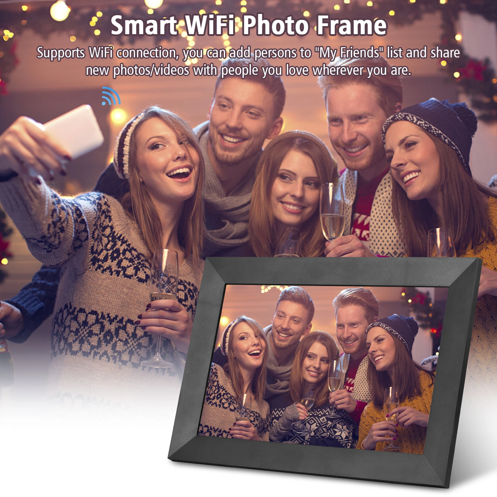 запасы RU Фоторамка Andoer 8 &quot10 1&quot цифровая с поддержкой Wi-Fi и сенсорным экраном