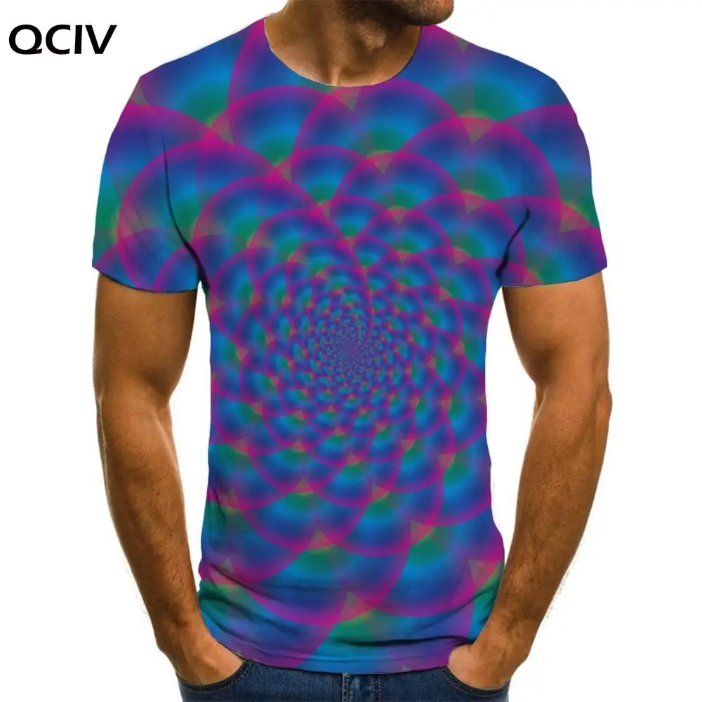 

QCIV Psychedelic T shirt Men Colorful Anime Clothes Dizziness Tshirt Printed Abstract T-shirts 3d Short Sleeve Punk Rock Printed