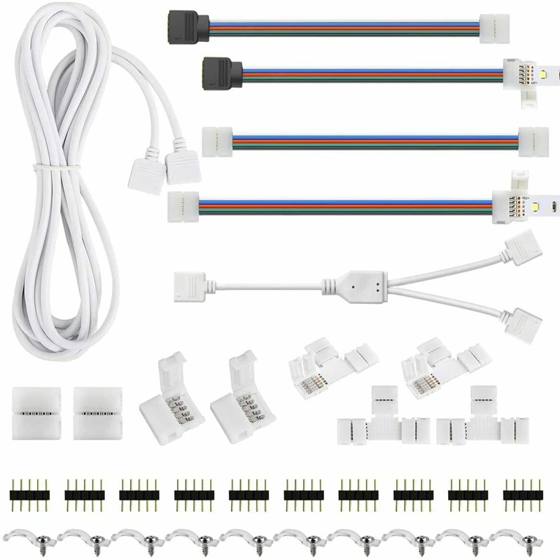 

95Pcs/Set 4-Pin Strip Connector for 10mm 5050 SMD RGB LED Strip Light L/T Shaped