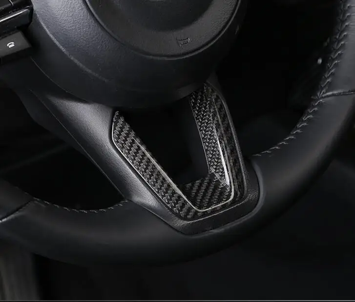 

Для Mazda CX-3 CX3 2015-2018 2019 2020 углеродное волокно украшение на руль автомобиля Накладка рамка наклейка аксессуары для интерьера