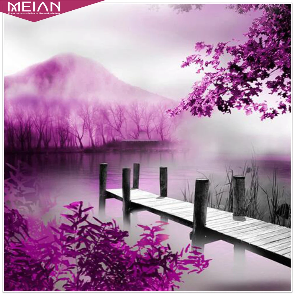 2020 MEIAN Bridge 5D алмазная картина полная дрель круглые цветочные картины Алмазная