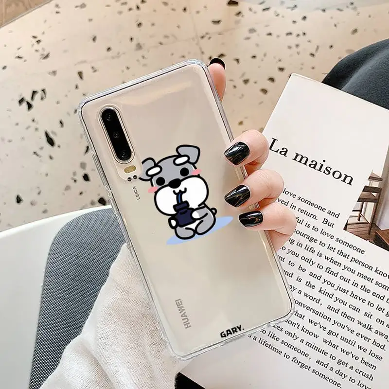 

Cartoon schnauzer dog Phone Case Transparent for Samsung A71 S9 10 20 HUAWEI p30 40 honor 10i 8x xiaomi note 8 Pro 10t 11