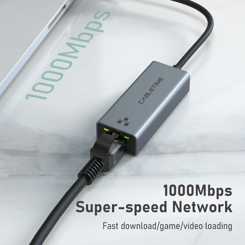 CABLETIME USB Ethernet адаптер 1000 Мбит/с 3 0 2 LAN RJ45 для ноутбука Nintendo Switch Macbook Air C358|Сетевые