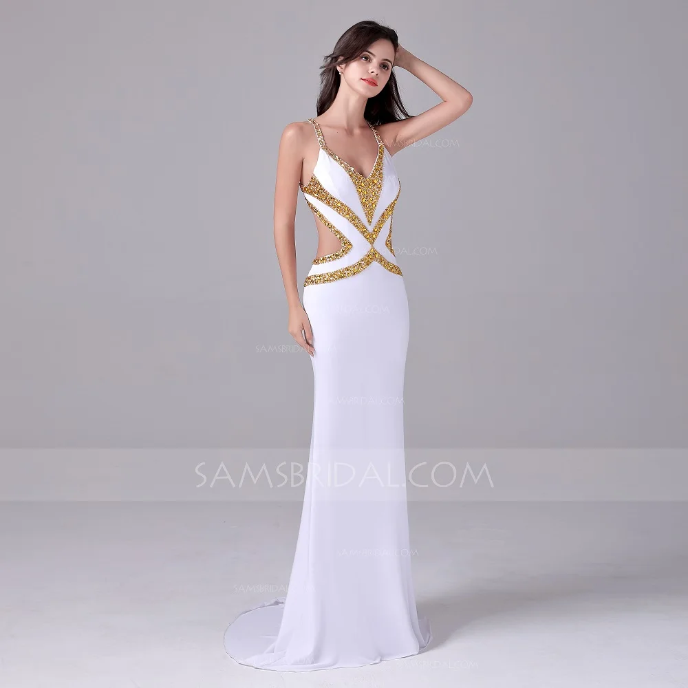 Труба/Русалка v образным вырезом развертки/щетка поезд стрейч атласные вечерние