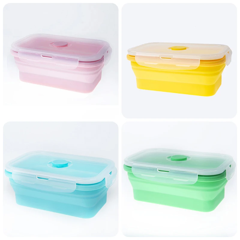 500 мл складной силиконовый Ланч-бокс Портативный для микропосуды прямоугольный