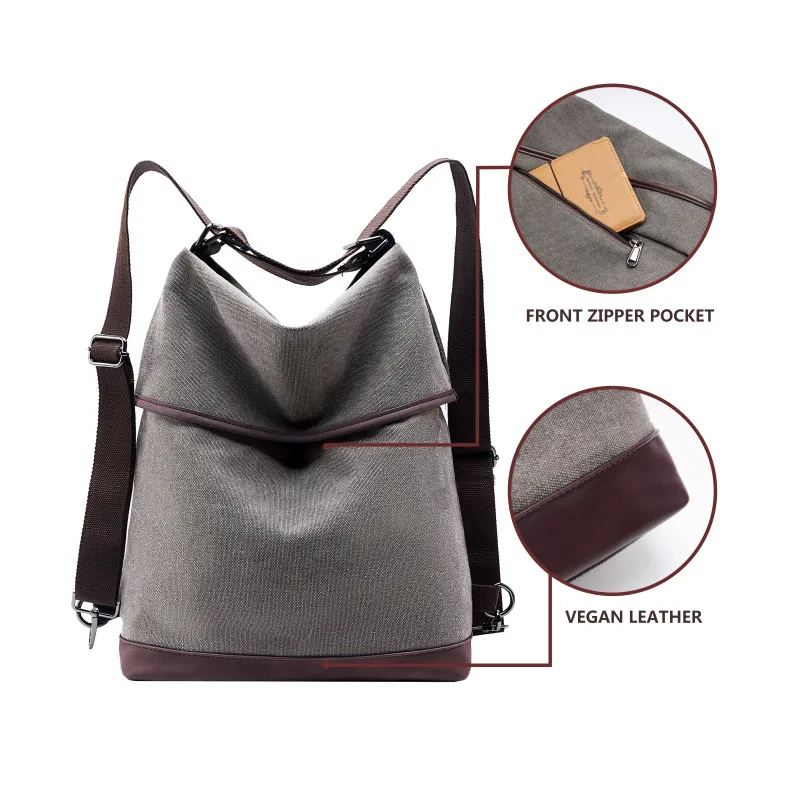 Холщовая Сумка на плечо KALIDI для женщин большой рюкзак винтажная удобная