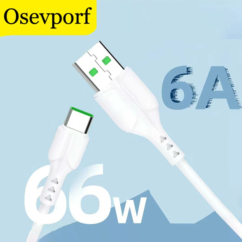 

6A 66W Super Dart Charger Cable Fast USB Type C Charging Data Sync Cord Microusb Wire For Huawei P50 40 Xiaomi OPPO Oneplus Line