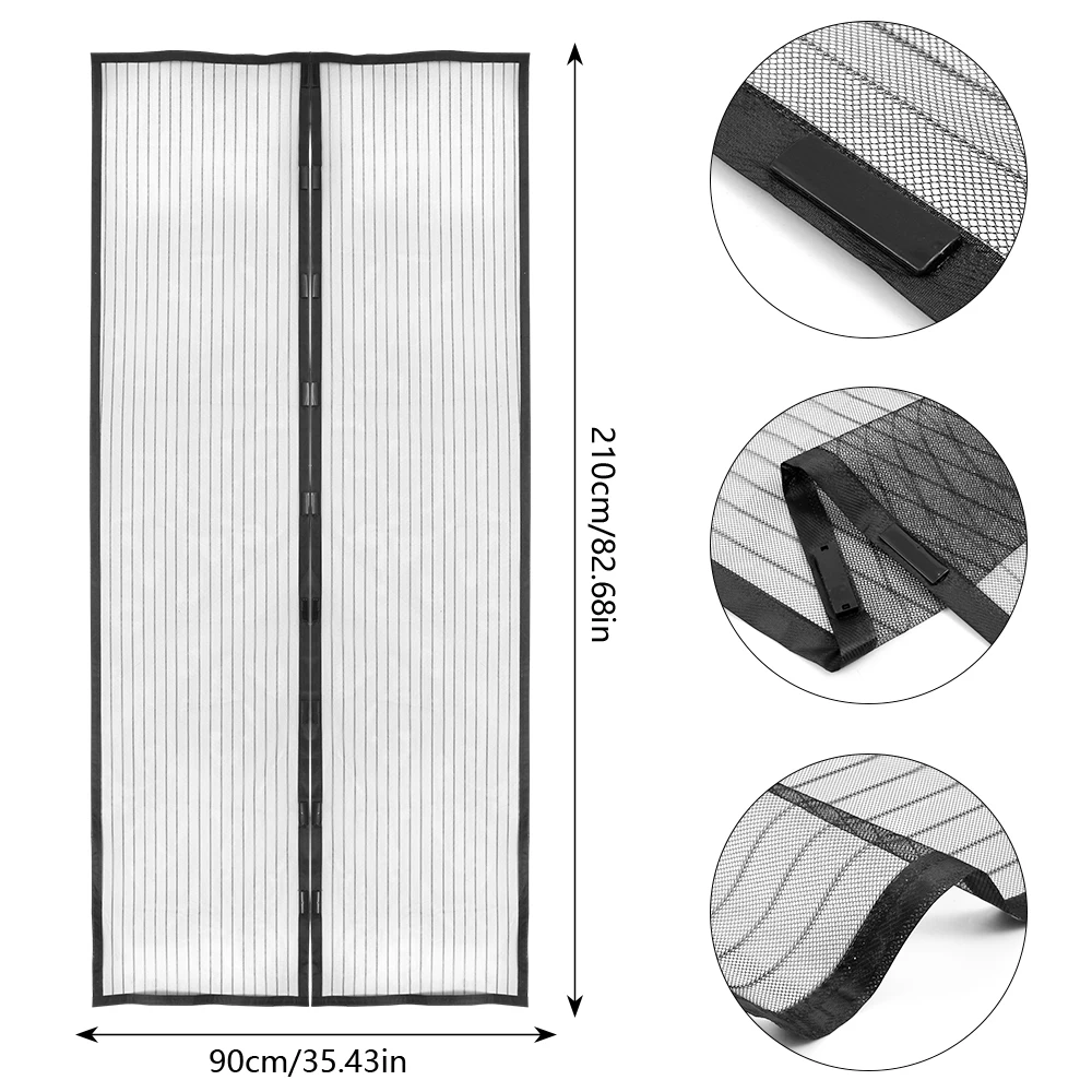 

Magnetic Screen Door Anti Mosquito Mesh Magic Fly Curtain Top-to-Bottom Seal Snaps Shuts Automatically Fastening Bug Insect Net