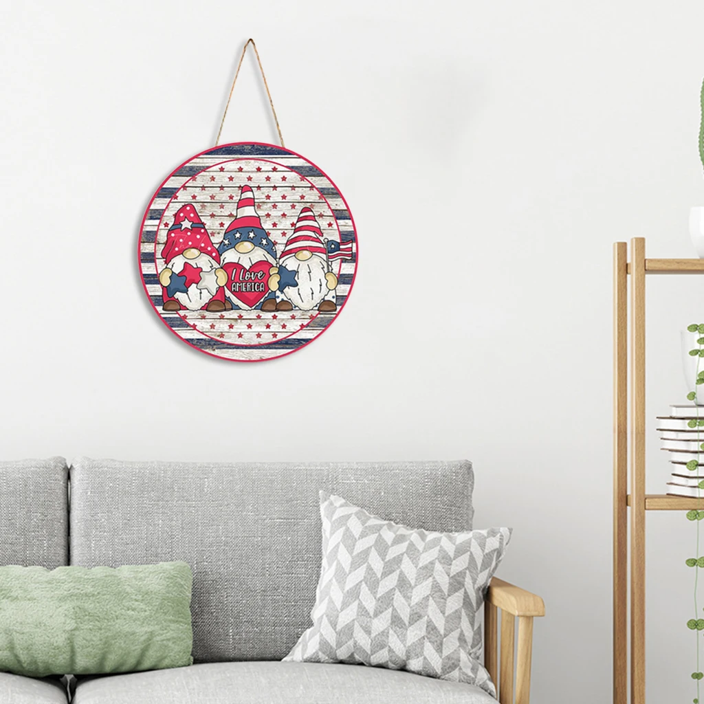 

Circular Tag Handcrafted Wooden Sign Decor for Home Outdoor Independence Day