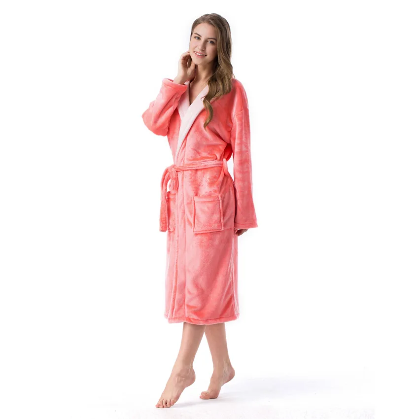 Халат фланелевый для мужчин и женщин двойное сочетание цветов супермягкий