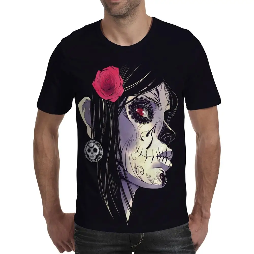Футболка мужская с 3D принтом черепа забавная тенниска в стиле панк рок майка хип
