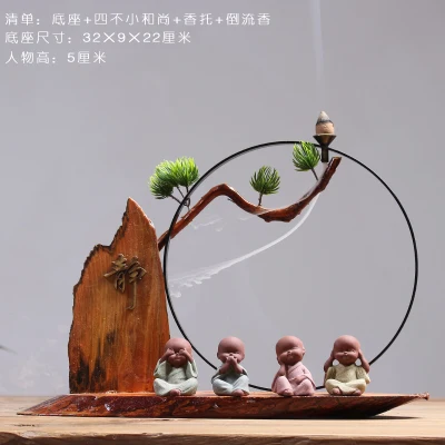 CHINESE STYLE MEDITATION LITTLE MONK SCHOOL CREATIVE HOME TEA DECORATING OFFICE ANTIQUE-AND-CURIO SHELVES STATUE DECORATION | Дом и сад