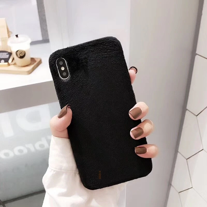black Роскошный плюш Мягкий ТПУ чехол для телефона для huawei y5 y6 y7 prime теплый ворс задняя крышка для huawei nova 3 3i 4 5 pro 5i 2s 3e 4e - Цвет: black