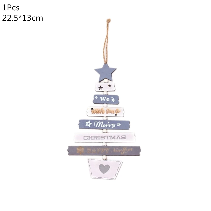 1pcs gray tree Деревянная Рождественская елка, украшения, деревянная подвеска, автомобиль/Лось/звезда, поделки своими руками, Noel, рождественские украшения для дома, рождественский подарок для детей - Цвет: 1pcs gray tree