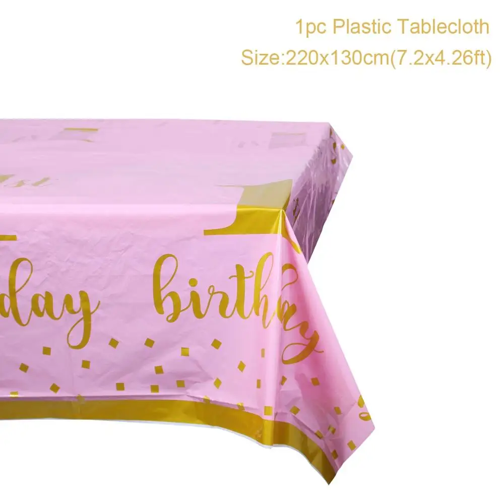 Tablecloth 1 день рождения украшения первый день рождения девушка вечерние украшения шары 1 год День Рождения украшения детский душ декор 1 день рождения - Цвет: Tablecloth