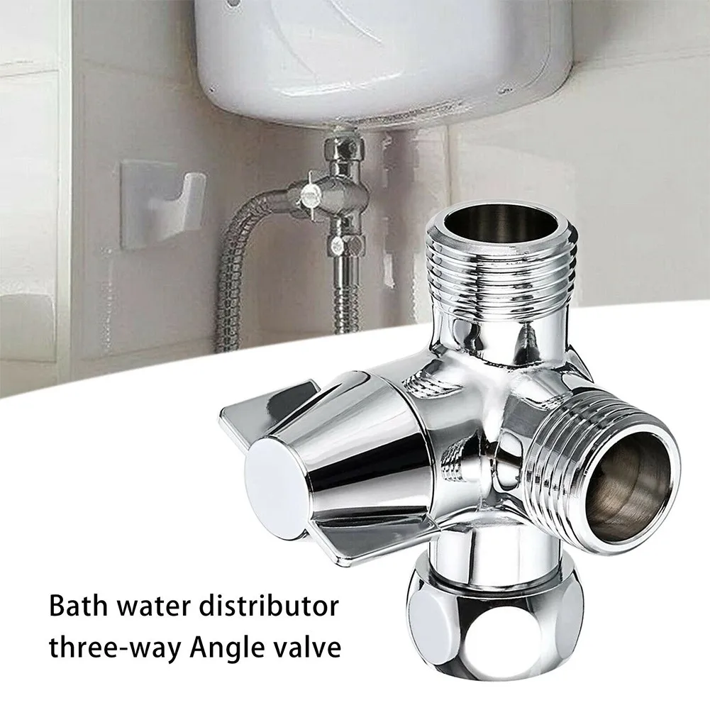 

1/2" 3-Way Angle Valve Shower Hose Tap Splitter Electroplating Brass Sink Faucet Diverter Valve Adapter Bathroom Accessories
