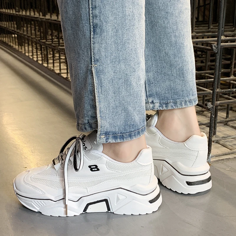 Большие размеры 42 женские кроссовки на толстой платформе женская повседневная