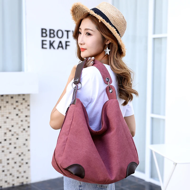 

OLSITTI Fashion Concise Canvas Shoulder Bags for Women 2021 Designer Casual Crossbody Bag Large Capacity Travel Totes Sac Femme