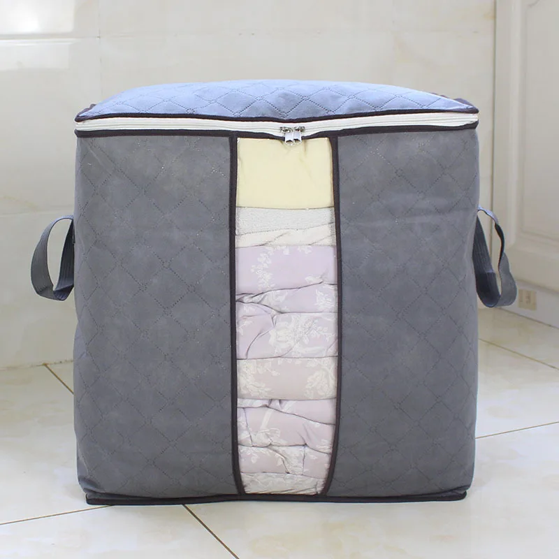 

Thick Cotton Blanket Storage Bag Nonwoven Fabric Clothes Transparent Window Organizing Folders Clothes Organizing Folders Storag