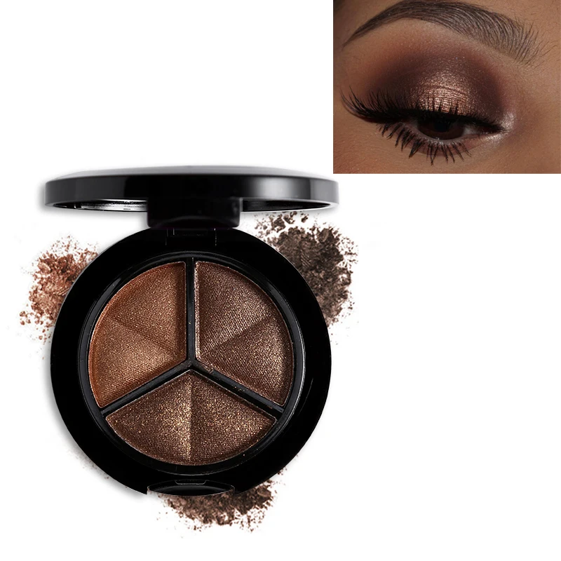 Палетка теней для век с кисточкой и зеркалом 3 цвета| |